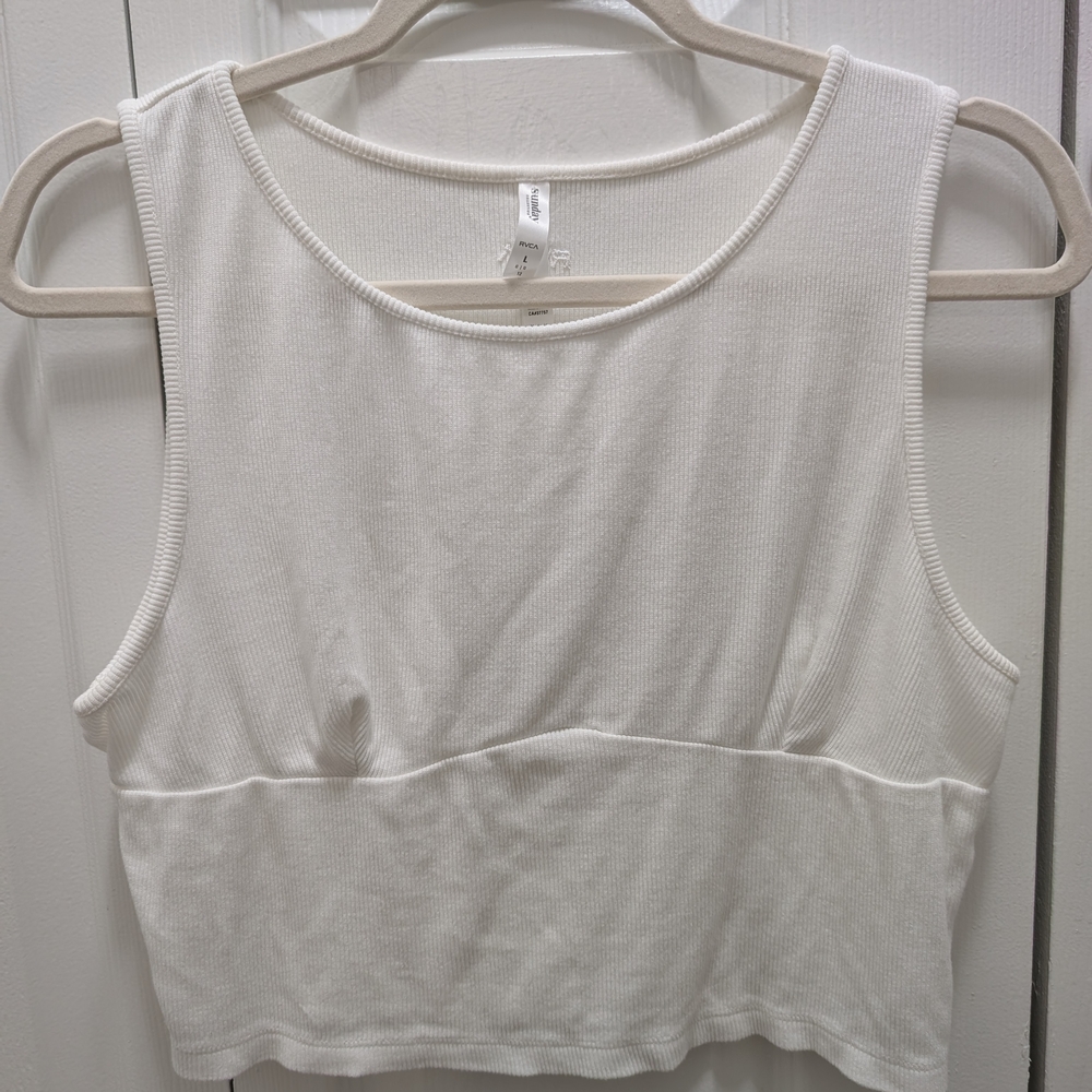 RVCA White Sleeveless Crop Tank Top